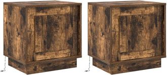 vidaXL Vidaxl - Armario de Noche con 2 pcs Roble ahumado 44 x 34.5 x 45 cm