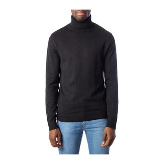 Jack & Jones Heren Gebreide Coltrui - Heren - Coltruien - Zwart - S - Katoen - Truien & Vesten