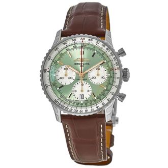 Breitling Navitimer B01 Chronograph 41 Automatic Mint Green Dial Leather Strap Mens Watch AB0139211L1P1