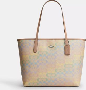 Coach City Tote Bag In Rainbow Signature Canvas