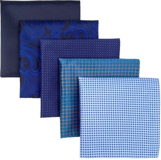 Shlax & Wing Shlax&Wing 5 Pieces Assorted Mens Pocket Square Handkerchiefs Set