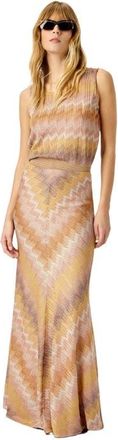 Missoni Viscose Lam&eacute; Snake-pattern Long Skirt in Gold Multicoloured at Nordstrom, Size 44 It