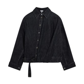 Loewe Denim Shirts, female, Blue, Size: 2XS Draped Denim Shirt
