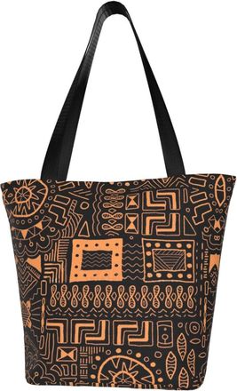 AOOEDM African Tribal Art Tote Bag Women Capacity Shoulder Grocery Shopping Bags