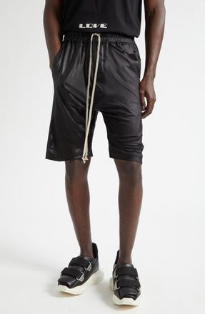 Rick Owens Wide Pusher Liquid Jersey Shorts in Black at Nordstrom, Size X-Large