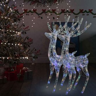 vidaXL Renos De Navidad Acr&iacute;lico 250 Led 2 Uds Multicolor 180 Cm Vidaxl