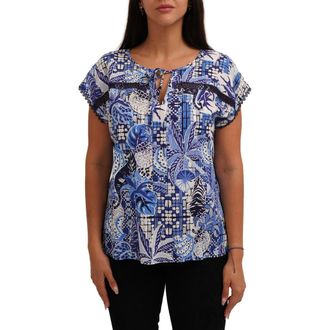 Sunny Leigh Tie Keyhole Cap Sleeve Top in Rio Denim at Nordstrom Rack, Size 3 X
