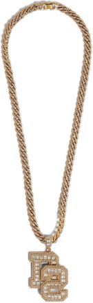 Dsquared2 logo-pendant crystal-embellished necklace - men - Calf Leather/Zamak/Iron - One Size - Gold