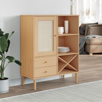 vidaXL Vidaxl - Aparador Alto Senja Aspecto De Rat&aacute;n Madera Marr&oacute;n 90x40x112 Cm