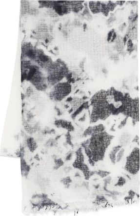 Suzusan Sjaal met franje en tie-dye design - Wit