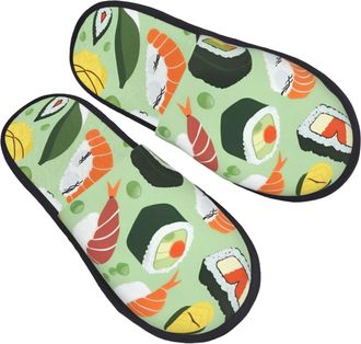 Generic Sushi Food Pattern Men Women House Shoes Non-Slip House Slippers Fluffy Shoes For Winter Outdoor Bedroom M