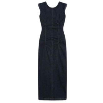 Sportmax Kleedjes, Dames, Blauw, M, Katoen, Voto Midi Jurk