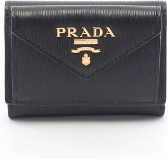 Prada Black Leather Wallet (Tri-Fold) (Pre-Owned)