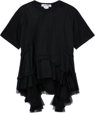 Comme Des Garçons asymmetric ruffled T-shirt - women - Polyester - S - Black