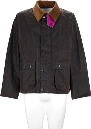 Barbour X Paul Smith Brown Check Pattern Corduroy Collar Waxed Cotton Jacket