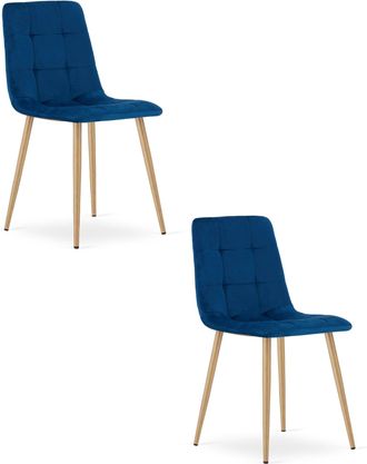 OEM Silla Kara - Terciopelo Azul Marino / Patas Color Madera X 2
