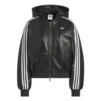 adidas (WMNS) adidas Double Leather Jacket Asia Sizing Black KU6857