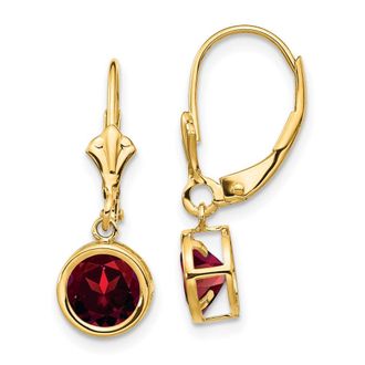Diamond2Deal 14k Yellow Gold 6mm Garnet Drop Dangle Earrings