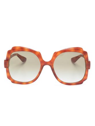 Gucci tortoiseshell-effect square-frame sunglasses - women - Acetate - 57 - Brown