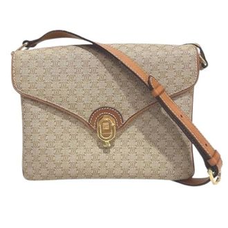 Celine Pre-owned Cross Body Bags, female, Beige, Size: ONE SIZE Pre-owned Macadam Leather Shoulder Bag