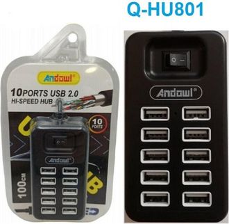 Trade Shop Trade Shop - Hub Usb 2.0 Alta Velocit&agrave; Estensore A 10 Porte Usb Computer Cavo 100cm Q-hu801