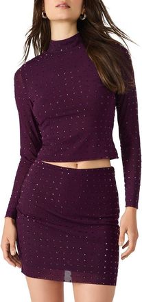 Steve Madden Melvina Stud Mock Neck Knit Top in Beet at Nordstrom, Size X-Large