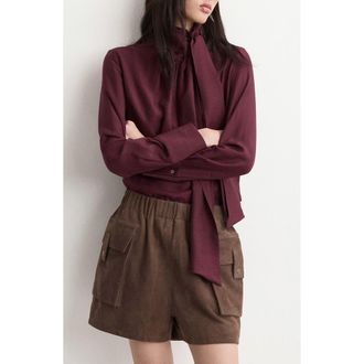 Mango Scarf Top in Maroon at Nordstrom, Size 8