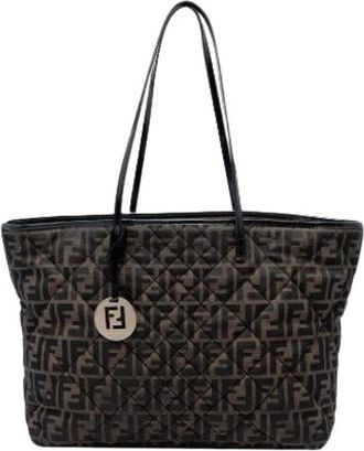 Fendi Pre-owned Tote Bags, female, Brown, Size: ONE SIZE Pre-owned Quilted Canvas Tote