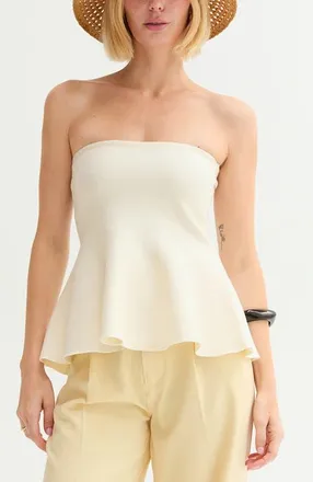 Crescent Jacquard Knit Peplum Top in Cream at Nordstrom, Size X-Small