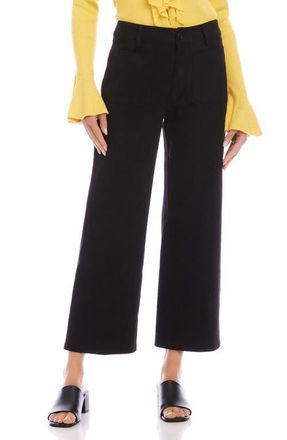 Karen Kane Lauren Patch Pocket Crop Wide Leg Pants in Black at Nordstrom, Size 14P