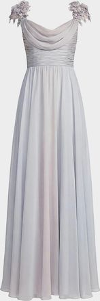 Mac Duggal Floral Chiffon Gown