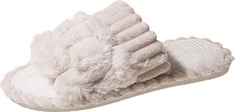 Generic Womens Fluzzy Slippers Memory Foam Soft Non-Slip Womens Beach Sandals Hollow Casual Slippers Flat Shoes Sandals Womens Memory Foam Slippers Size 8 (Wh