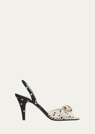 Valentino Garavani 85mm Coeur Royal VLogo Polka Dot Slingback Sandals