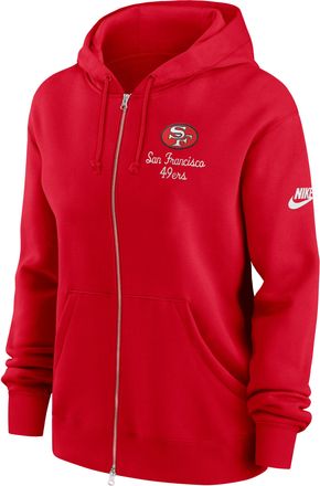 Nike San Francisco 49ers Phoenix Rewind Nike Womens NFL Full-Zip Hoodie in Red | 01D665N73V-AU3