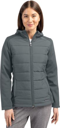 Cutter & Buck Evoke Hybrid Softshell Full Zip Womens Hooded Long SleeveJacket