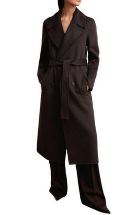Reiss Rene Double Breasted Wool Blend Coat in Aubergine at Nordstrom Rack, Size 12 Us / 16 Uk