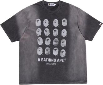 A Bathing Ape Bleeched Multi Ape Head Logo Relaxed Fit T-Shirt Black 0ZXTEM317091RCCX