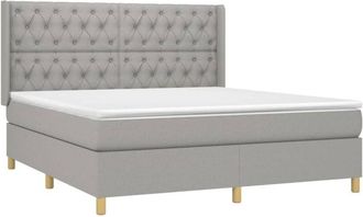 vidaXL Vidaxl - Cama Box Spring Colch&oacute;n Y Luces Led Tela Gris Claro 160x200 Cm