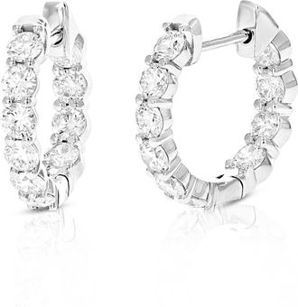 Vir Jewels 1.50 cttw Lab Grown Diamond Hoop Earrings in 14K White Gold With Hidden Post For Women