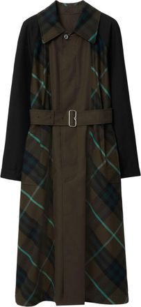 Burberry Womens Embroidered Gabardine Bradford Trench Coat - Dark Green Cotton - Size EU 32 (Womens)