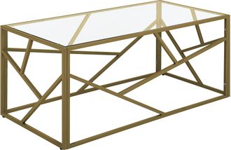 Beliani Beliani - Mesa De Centro Con Marco De Metal Dorado Y Tapa De Cristal Con Dise&ntilde;o Geom&eacute;trico Orland
