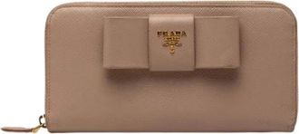 Prada Pre-owned Portemonnee met Strikdetail - Dames - Vintage Accessoires - Bruin - ONE Size - Leer - Vintage