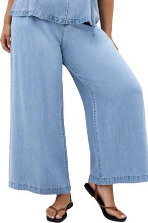 City Chic Evani Wide Leg Denim Pants in Light Wash at Nordstrom, Size Xxxs