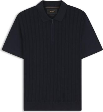 BOSS Cotton-silk polo shirt with zip neck