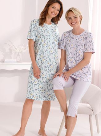 Comtessa Capri-Pyjama COMTESSA, Damen, Gr. 36/38, ros&eacute;, bedruckt, 100% Baumwolle, Homewear-Sets Capri-Pyjama