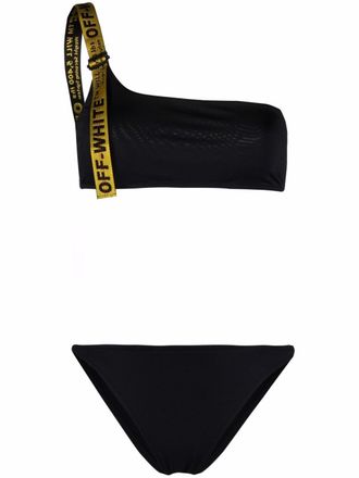 Off-white Industrial strap asymmetric bikini - women - Elastane/Polyester - 46 - Black