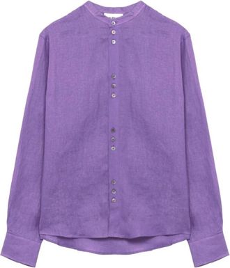 Alpha Studio Guru Shirt - Heren - Casual Overhemden - Paars - L - Linnen - Overhemden