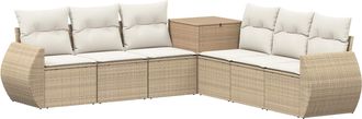 vidaXL Juego De Sof&aacute; 7 Uds. Beige Y Blanco Crema Vidaxl