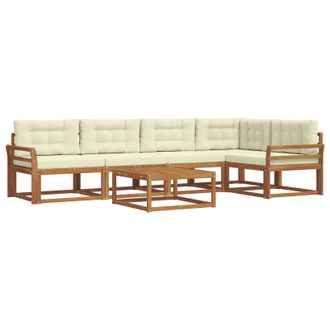 vidaXL Conjunto De Sof&aacute;s De Exterior Con Coj&iacute;n 6 Pcs Natural Y Crema Vidaxl