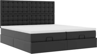 vidaXL Vidaxl - Cama Otomana Colch&oacute;n Y Led Cuero Sint&eacute;tico Negro 180x200 Cm